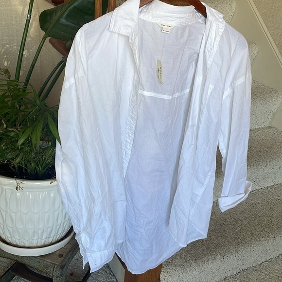 NWT Aeropostale Relaxed Poplin Shirt White Large - Picture 2 of 10